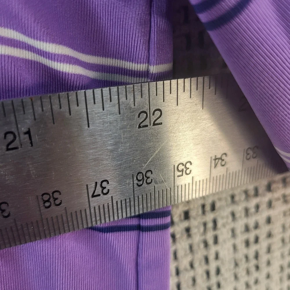 Ralph Lauren RLX‎ Polo Shirt Mens Large Purple Striped Golf Performance Stretch